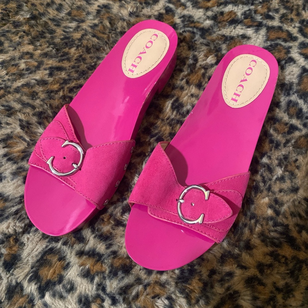 Coach Women's Fuchsia Slide Sandals
